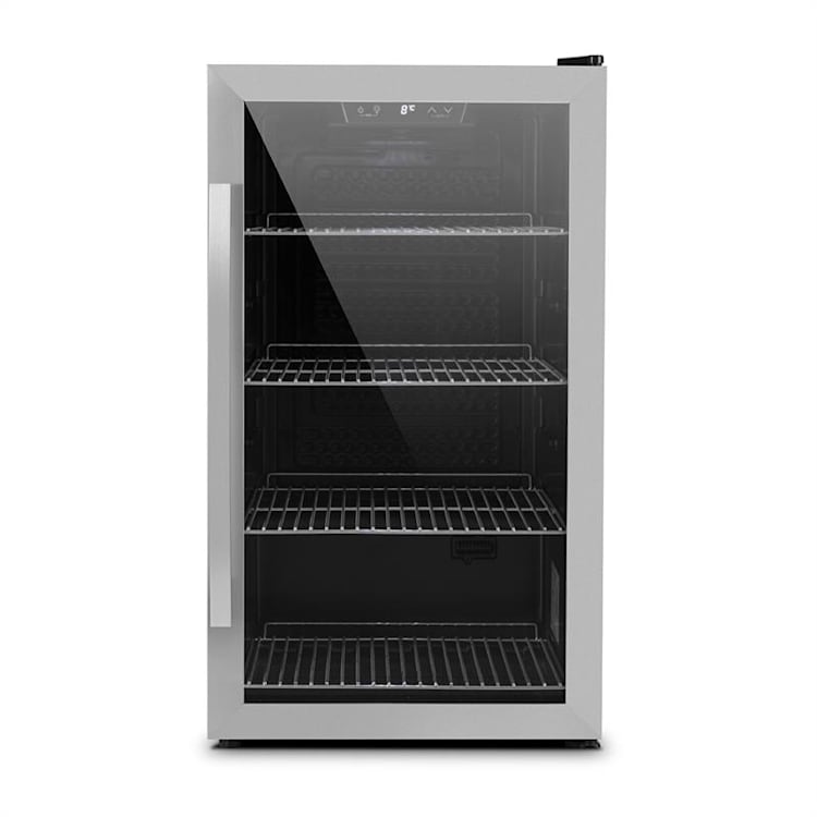 Beersafe 4XL Frigorífico 124 litros 4 prateleiras Porta de vidro panorâmica Aço inoxidável Prateado | 124 L
