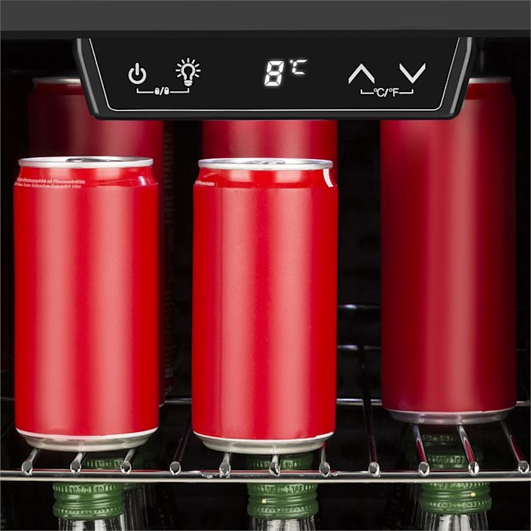 Beersafe 6XL Kühlschrank 201 Liter 5 Böden Panoramaglastür Edelstahl Silber | 201 Ltr