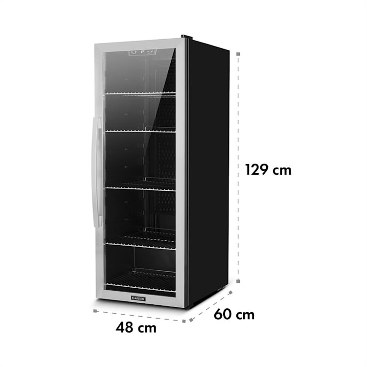 Beersafe 6XL Kühlschrank 201 Liter 5 Böden Panoramaglastür Edelstahl Silber | 201 Ltr