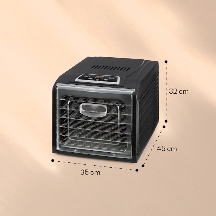 Fruit Jerky Plus 6 Dörrautomat Timer 6 Ablage 420-500 W 35-70 °C Display 6 Etagen