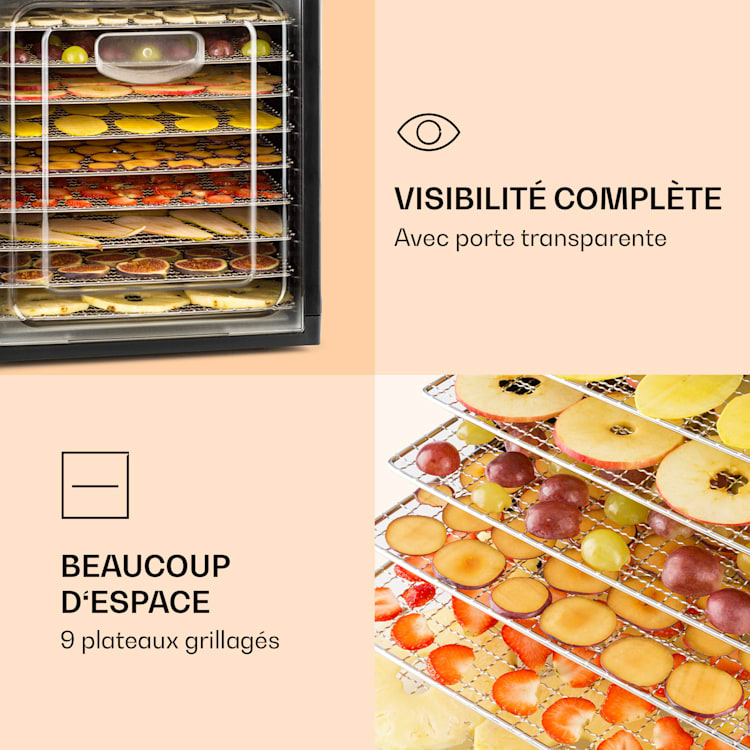 Fruit Jerky Plus 9 Déshydrateur alimentaire minuterie 9 étagères 600-700 W 35-70 °C 9 étages