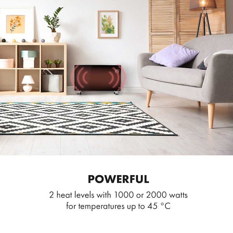BORNHOLM CURBAT, convector, încălzitor convențional, termostat, timer, 2000 W, negru Negru