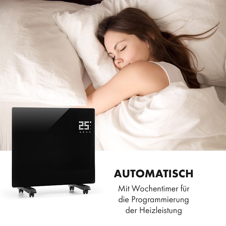 Bornholm Single Konvektions-Heizgerät Thermostat Timer | 2 Heizstufen: 500 / 1000 W | bis 25 m² Schwarz
