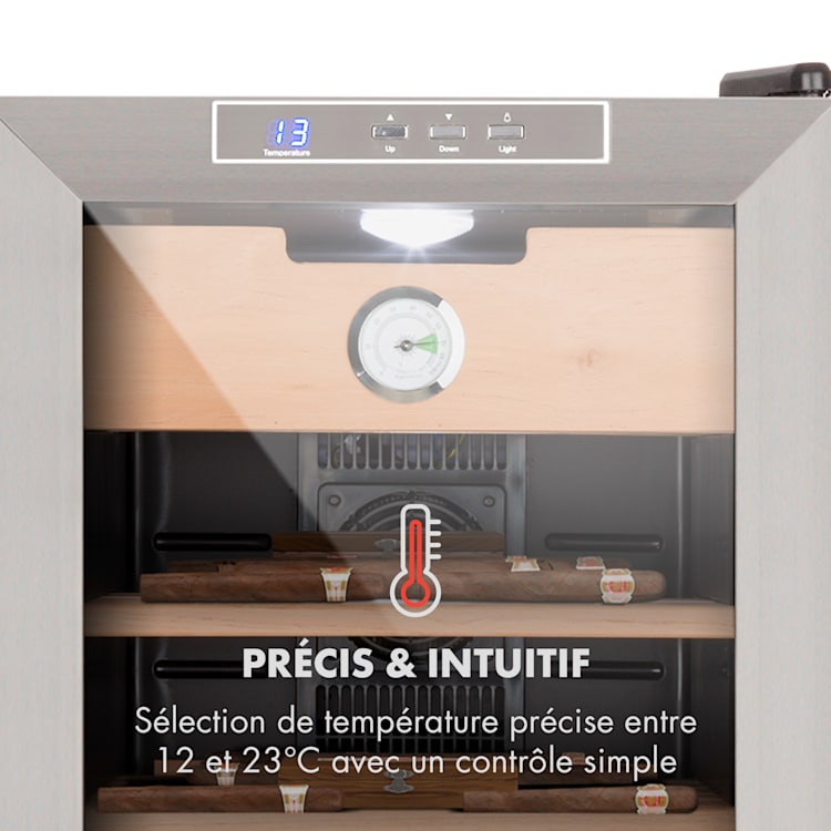 El Presidente 33 humidor 50W touch cederhout 33L LED zwart Zilver | 33 ltr