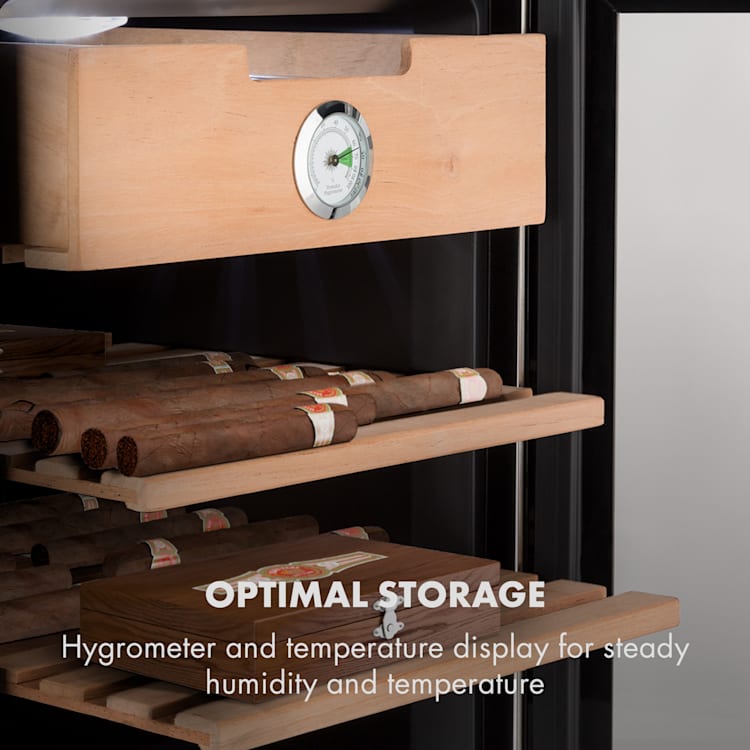 El Presidente 33, humidor, 50 W, dotykový, bukové drevo, 33 l, LED, čierny/strieborný Strieborná | 33 litrov