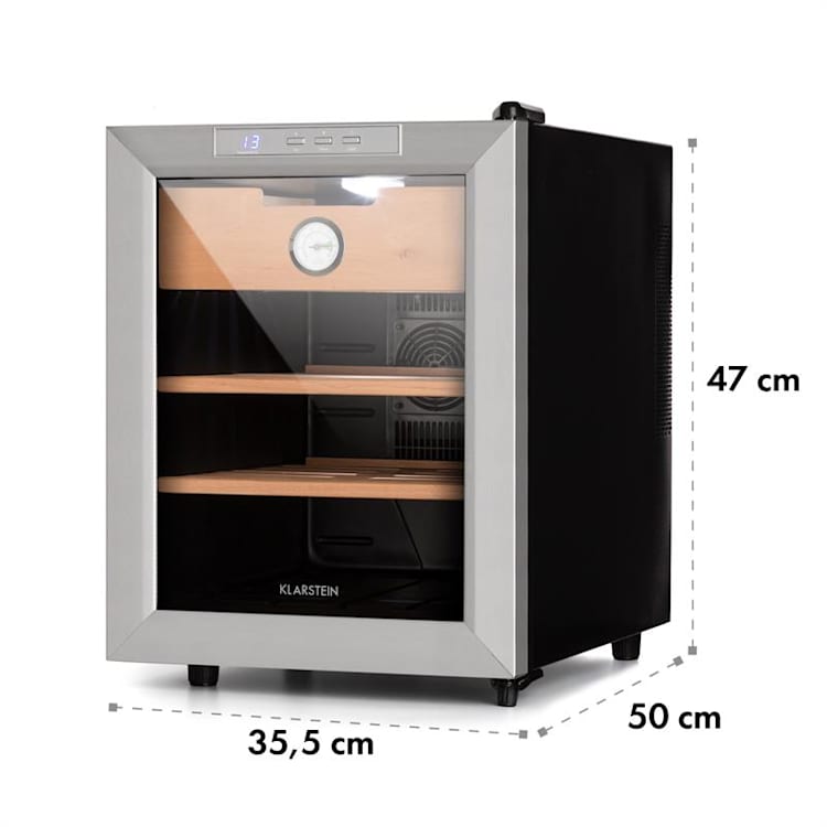 El Presidente 33, humidor, 50 W, dotykový, bukové drevo, 33 l, LED, čierny/strieborný Strieborná | 33 litrov