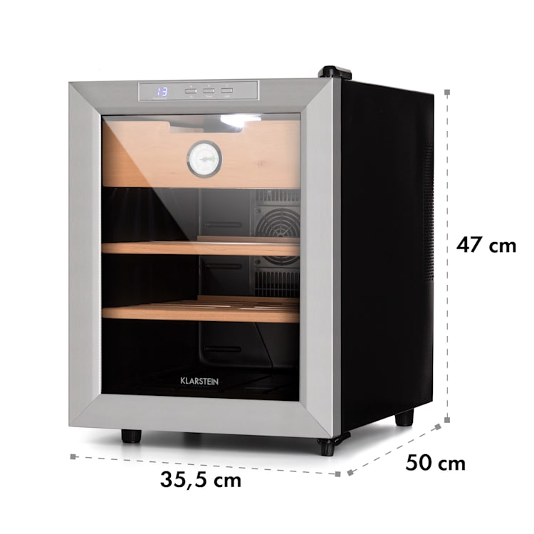 El Presidente 33, humidor, 50 W, dotykový, bukové drevo, 33 l, LED, čierny/strieborný Strieborná | 33 litrov