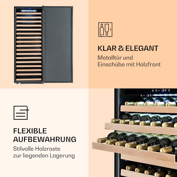 Botella Cura Weinkühlschrank 224 Flaschen LC-Display Carbon-Filter