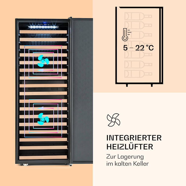 Botella Cura Weinkühlschrank 224 Flaschen LC-Display Carbon-Filter