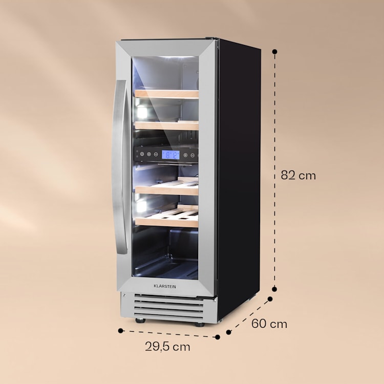 Vinovilla 17 Built-In Duo Zweizonen-Weinkühlschrank 53l 17 Fl. 3-Farben Glastür Silber