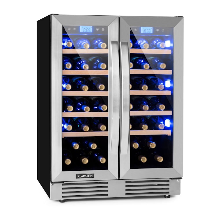 Vinovilla 42 Twin Built-In Duo Zweizonen-Weinkühlschrank 126l 42 Fl. 3-Farben Glas 42 Ltr | 2 Kühlzonen