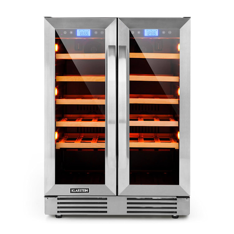 Vinovilla 42 Twin Built-In Duo Zweizonen-Weinkühlschrank 126l 42 Fl. 3-Farben Glas 42 Ltr | 2 Kühlzonen