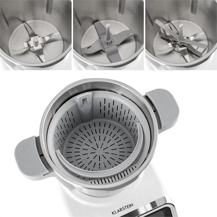 GrandPrix Robot da Cucina 500W/1000W Ciotola in Acciaio Inox 2,5l bianco