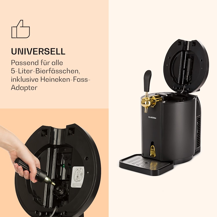 Skal Bierzapfanlage Bierkühler 5l Fässer CO2 Edelstahl schwarz Schwarz
