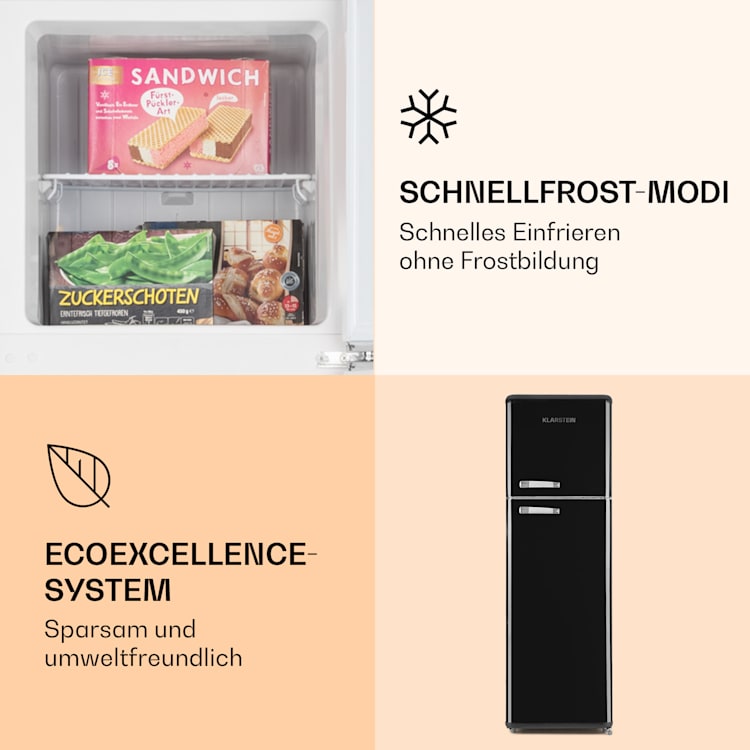 Audrey Retro Kühl- & Gefrierkombination 194 / 56 Liter Schwarz