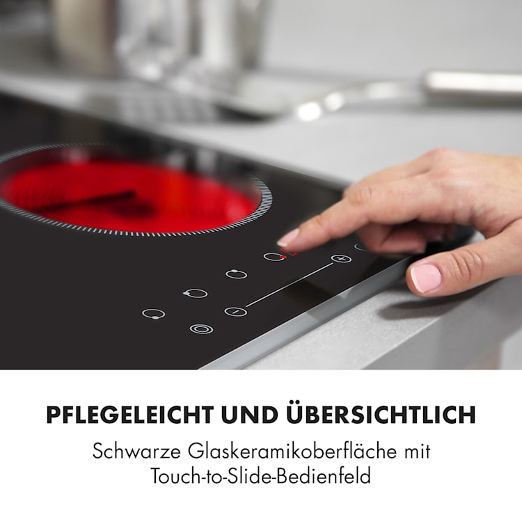 Virtuosa Slide Einbaukochfeld 4 Zonen 6600W Glaskeramik Edelstahl
