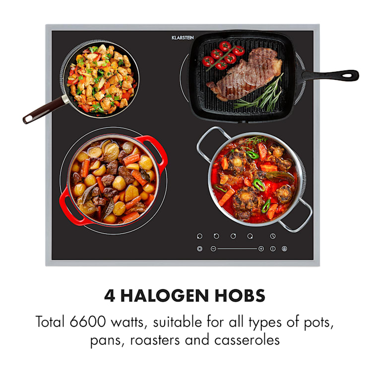 Virtuosa Slide Hob 4 zones 6600W Glass Ceramic Stainless Steel
