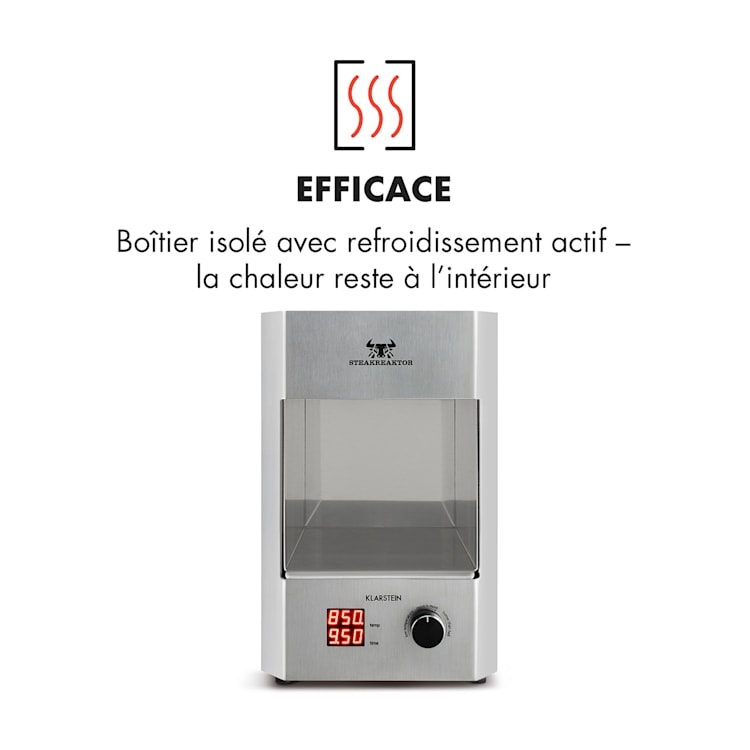 Steakreaktor 2.0 - edelstaal editie - indoor grillapparaat 1600W 850°C Zilver