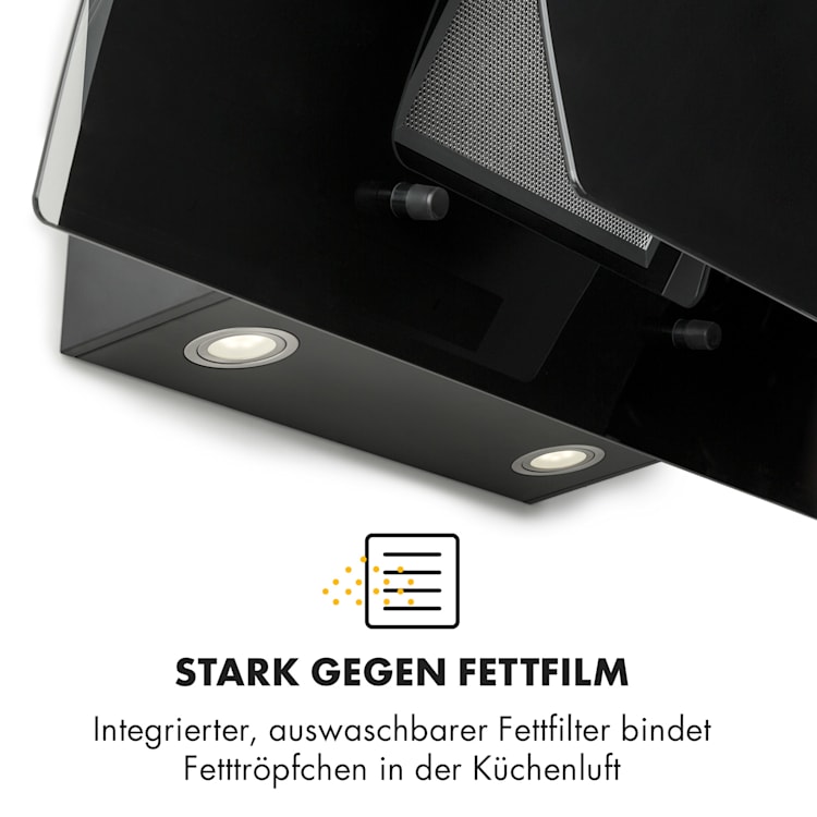 Sabia 90 Dunstabzugshaube 90cm 600m³/h LEDs 3 Leistungsstufen schwarz Schwarz