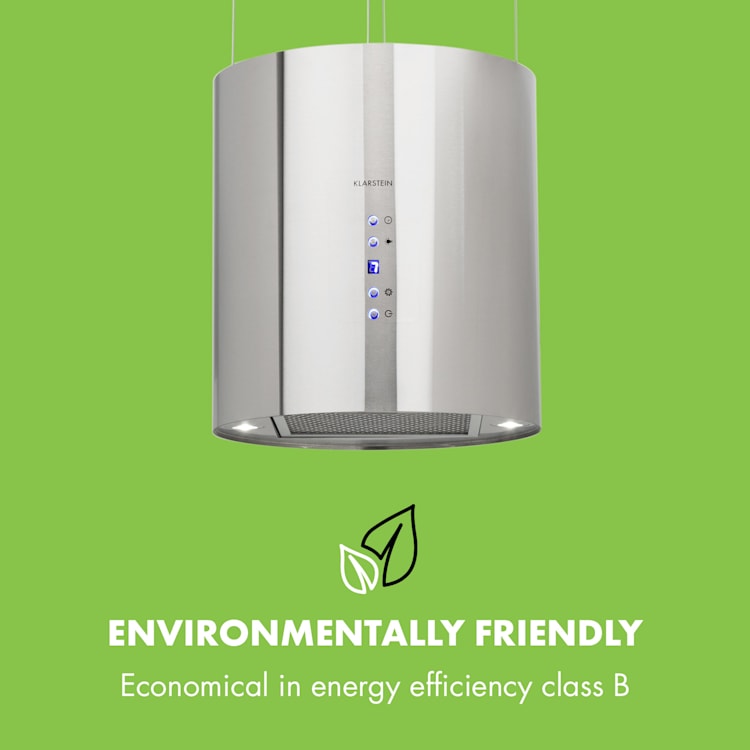 Barett island hood Ø35cm recirculation 558 m³/h LED activated charcoal filter Silver