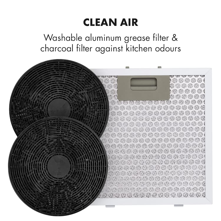 Hotte aspirante îlot Barett Ø35cm recirculation 558 m³/h LED filtre à charbon actif Blanc