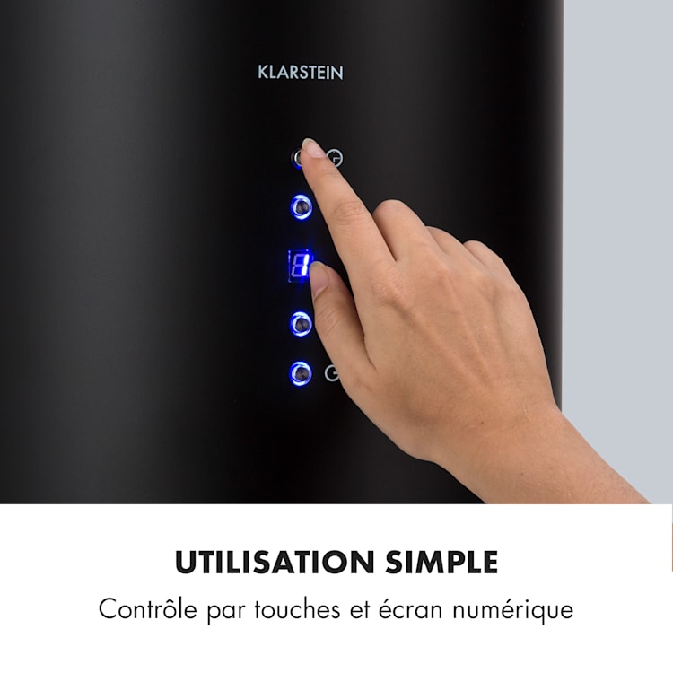 Hotte aspiranteîlot Barett Ø35cm recirculation 558 m³/h LED filtre à charbon actif Noir