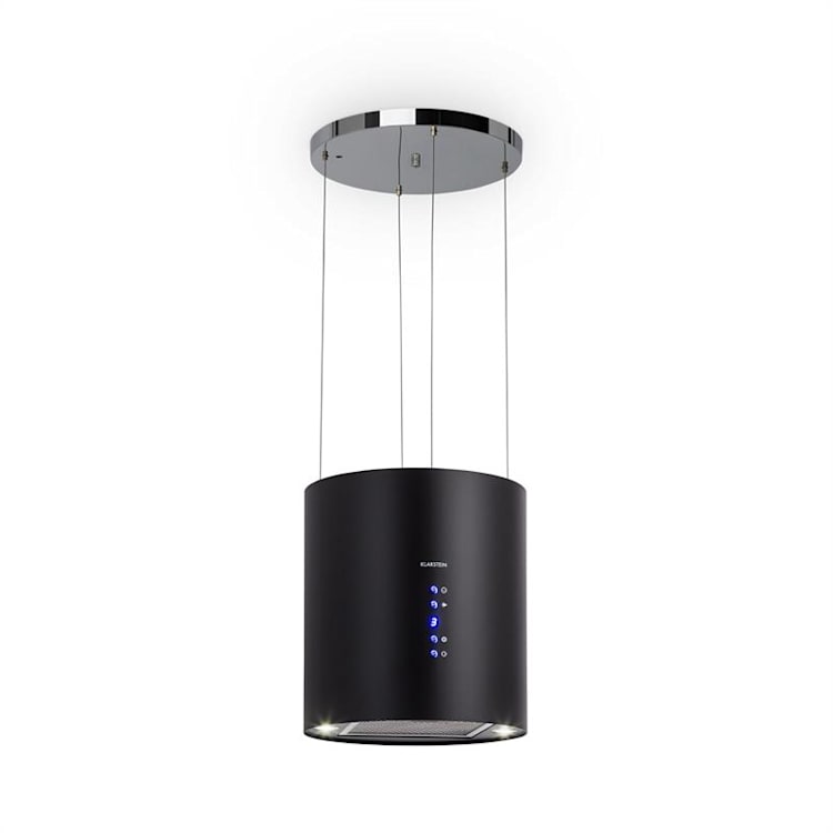 Barett, sziget páraelszívó, Ø 35 cm, légkeringetés, 560 m³/h, LED, szűrő aktív szénnel, fekete Fekete