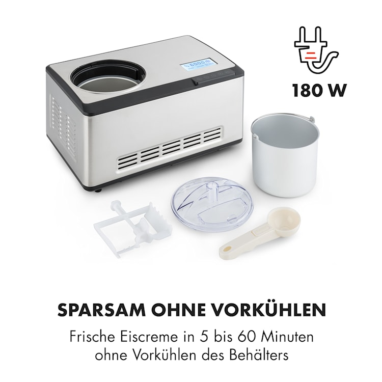 Dolce Bacio Eiscremebereiter Kompressor 2l LCD-Display Touch Edelstahl