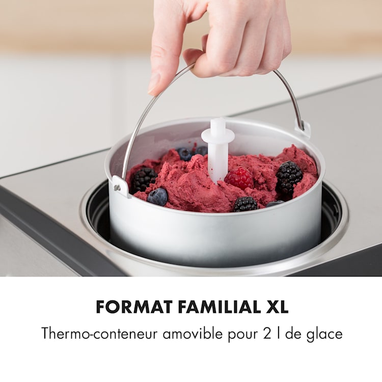 Dolce Bacio Sorbetière à compresseur 2 l écran LCD tactile inox