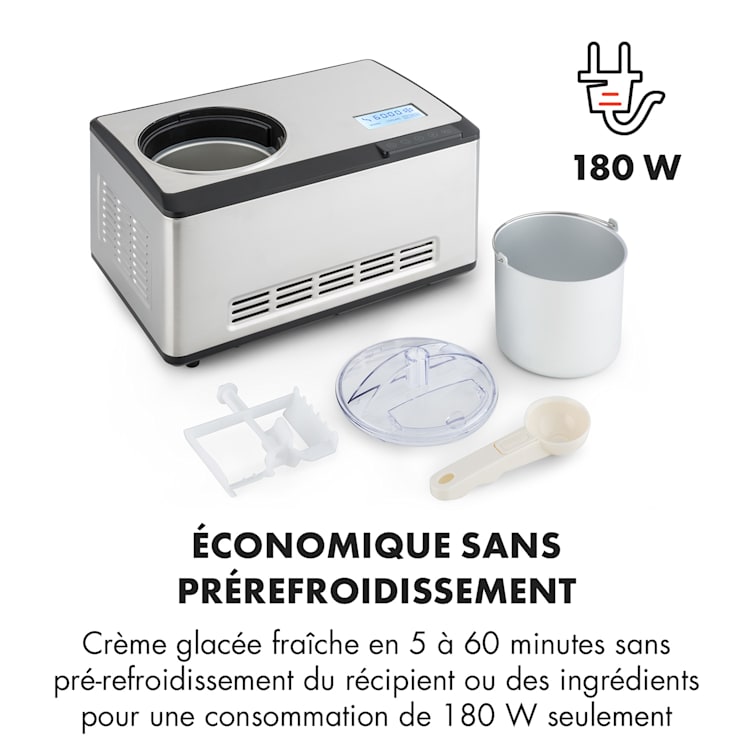 Dolce Bacio Sorbetière à compresseur 2 l écran LCD tactile inox