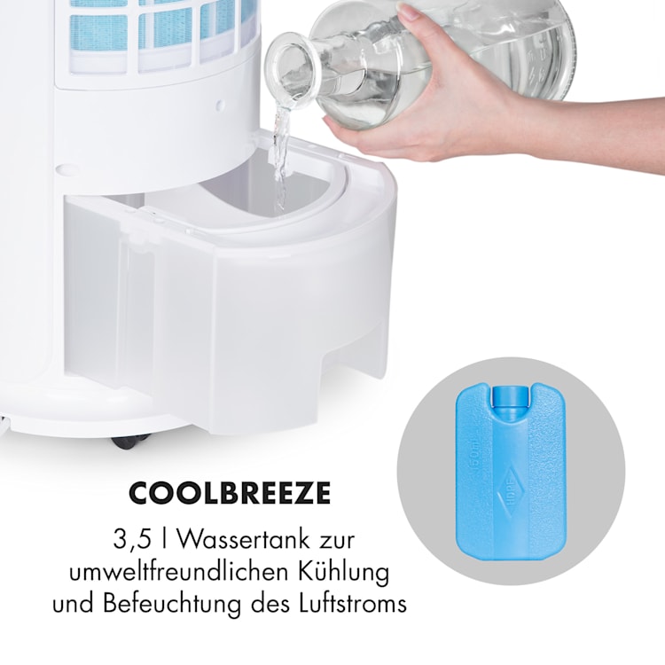 Skyscraper Horizon Luftkühler Ventilator Luftbefeuchter 60W 486m³/h 3,5L Tank Weiß
