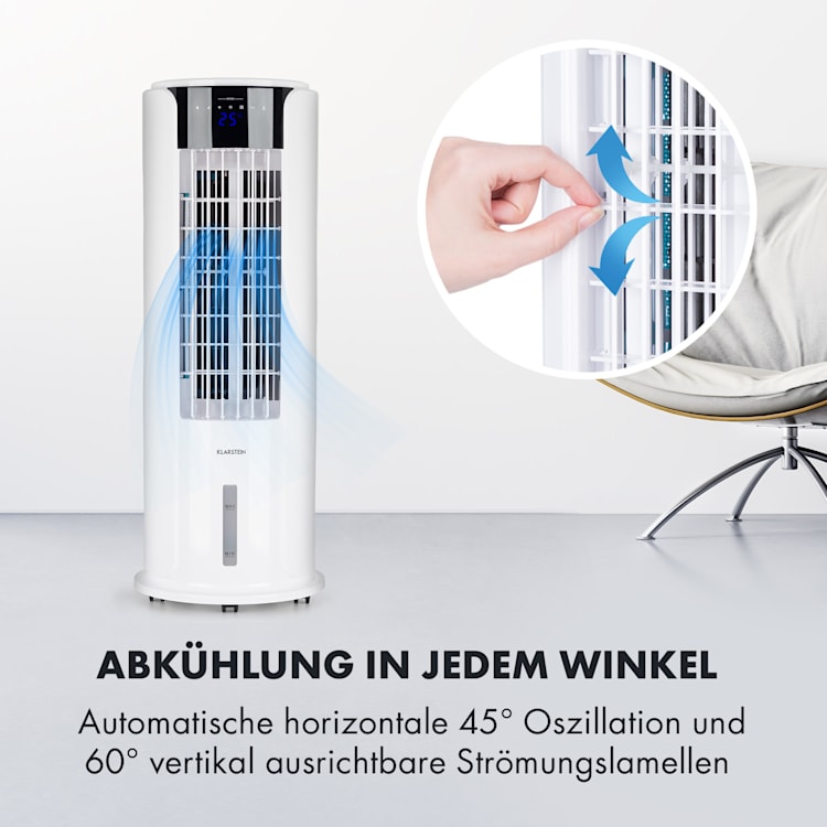 Skyscraper Horizon Luftkühler Ventilator Luftbefeuchter 60W 486m³/h 3,5L Tank Weiß
