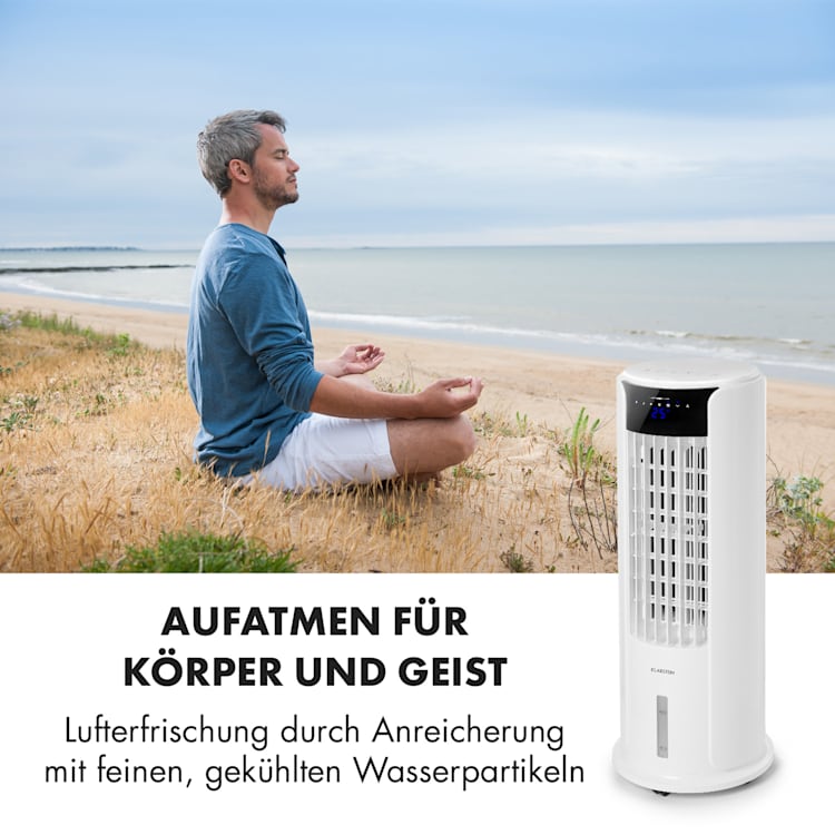 Skyscraper Horizon Luftkühler Ventilator Luftbefeuchter 60W 486m³/h 3,5L Tank Weiß