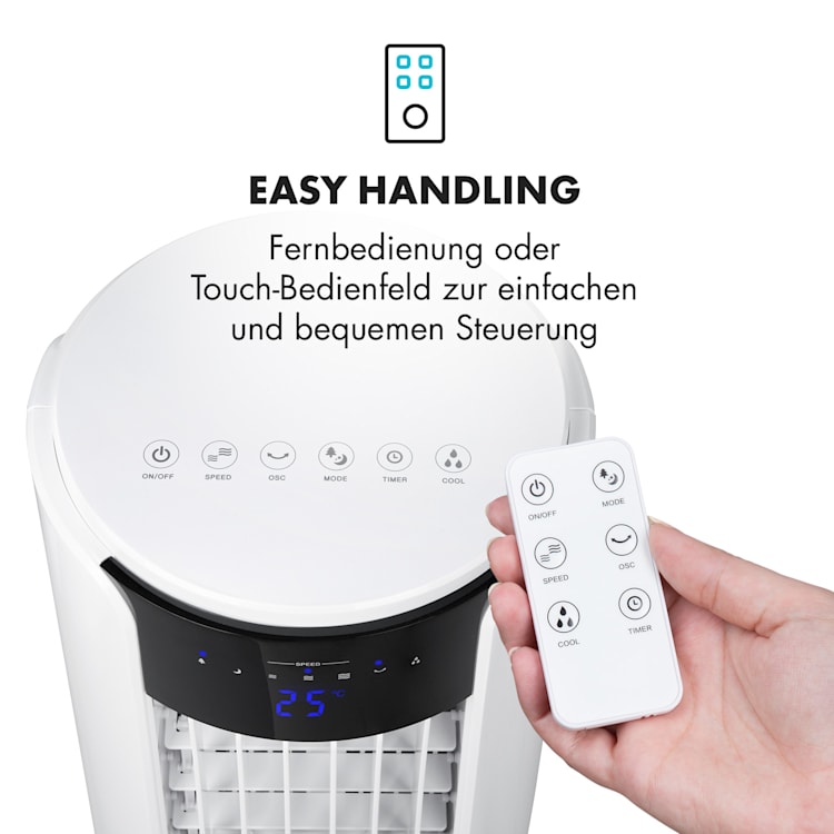 Skyscraper Horizon Luftkühler Ventilator Luftbefeuchter 60W 486m³/h 3,5L Tank Weiß