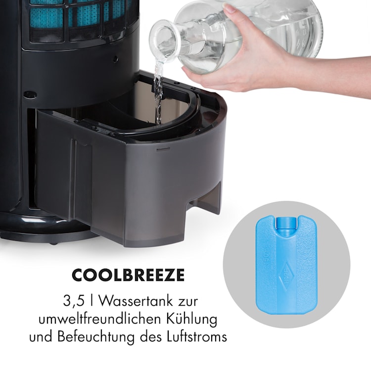 Skyscraper Horizon Luftkühler Ventilator Luftbefeuchter 60W 486m³/h 3,5L Tank Schwarz