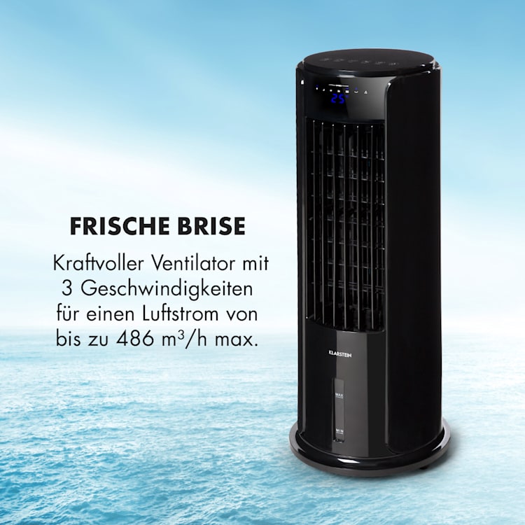 Skyscraper Horizon Luftkühler Ventilator Luftbefeuchter 60W 486m³/h 3,5L Tank Schwarz