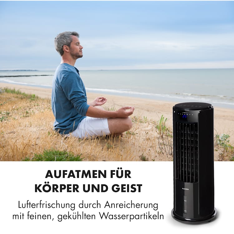 Skyscraper Horizon Luftkühler Ventilator Luftbefeuchter 60W 486m³/h 3,5L Tank Schwarz