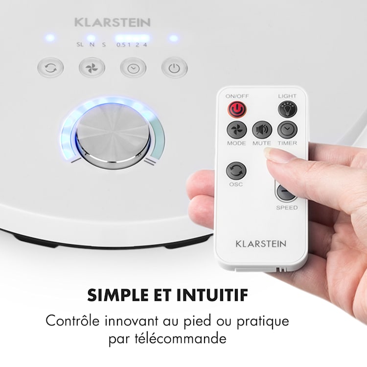 Clear Stream ventilateur sur pied16" 28 W 3120 m³/h Oscillation 90° blanc