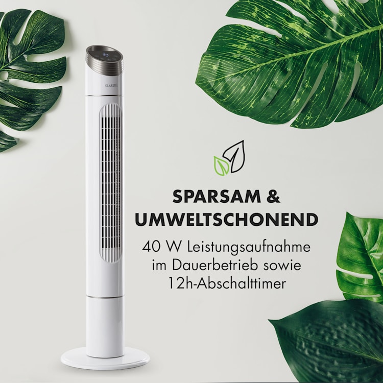 Sky High Turm-Ventilator 40W 276m³/h 75° Oszillation 3 Modi weiß Weiß