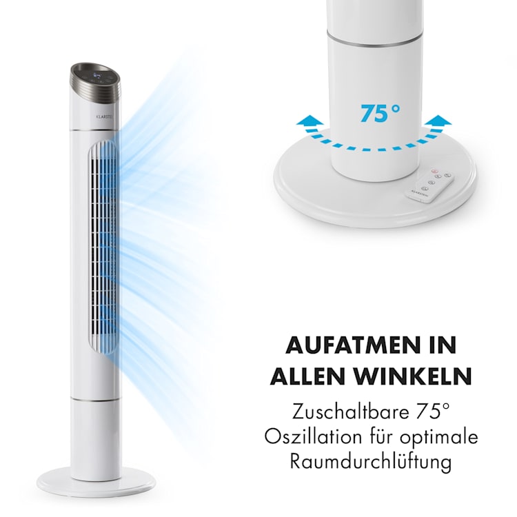 Sky High Turm-Ventilator 40W 276m³/h 75° Oszillation 3 Modi weiß Weiß