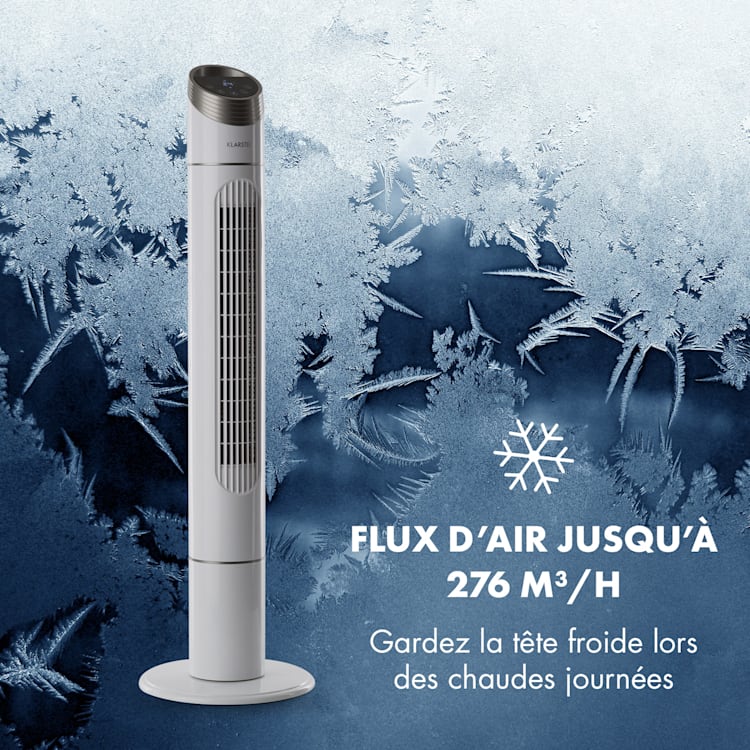 Sky High ventilateur tour 40 W 276m³/h 75° oscillation 3 modes blanc Blanc