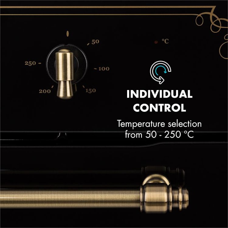 Victoria, cuptor incorporabil, design retro 9 funcții 50-250 ° C negru Negru