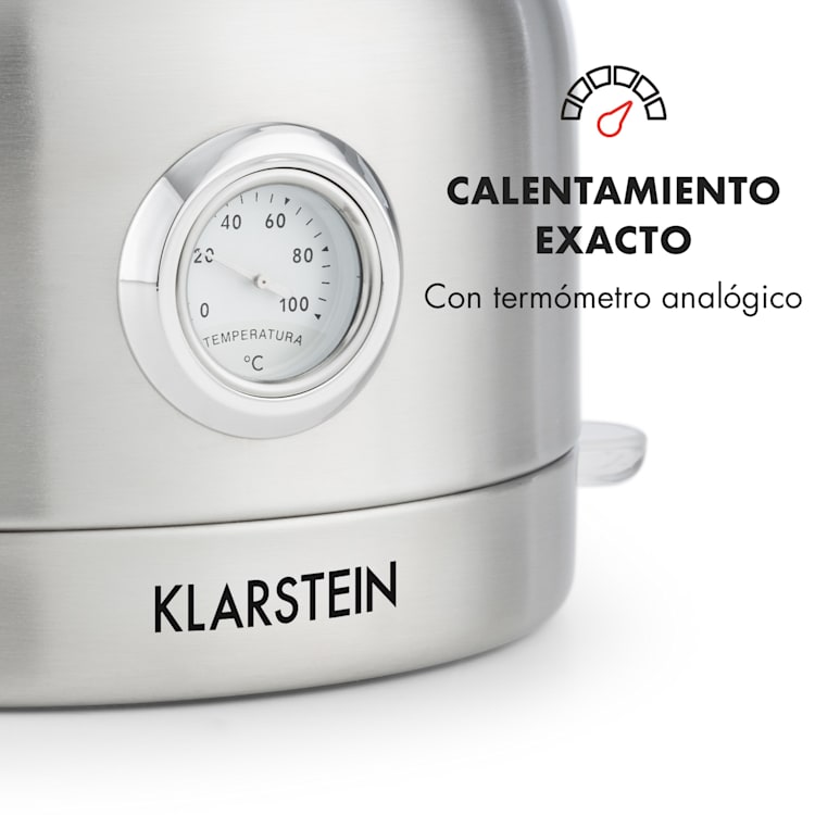 Carlina Hervidor de agua retro 1,7l 1850-2200W Tetera Acero inoxidable