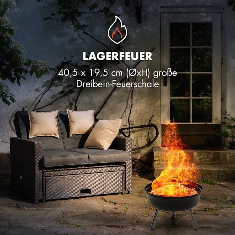 Brooklyn-BBQ 4-in-1-Grillfass | Grill, Smoker SlowCooker & Feuerschale | Ø 42 cm | Stahl | pulverbeschichtet