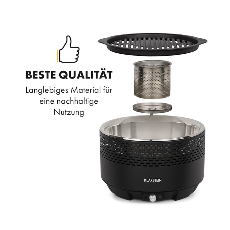 Micro-Q 3131 Holzkohlegrill, rund, 31 cm (Ø) Grillgitter, schwarz