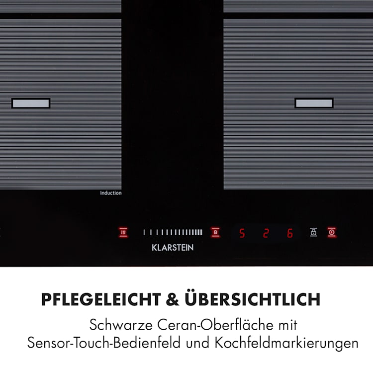 Virtuosa Flex 60 Induktions-Kochfeld 4 Zonen 1800 W Kochfeld: 60 x 52 cm Flexzonen Timer Glaskeramik 4
