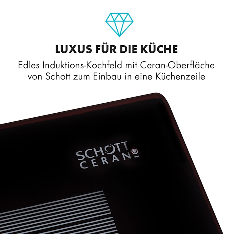 Virtuosa Flex 60 Induktions-Kochfeld 4 Zonen 1800 W Kochfeld: 60 x 52 cm Flexzonen Timer Glaskeramik 4