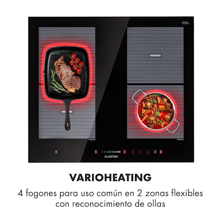 Virtuosa Flex 60 Placa de inducción 4 zonas 7200W Vitrocerámica Control parental Temporizador 4