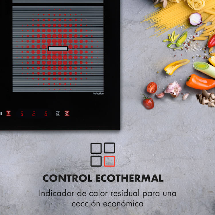 Virtuosa Flex 60 Placa de inducción 4 zonas 7200W Vitrocerámica Control parental Temporizador 4