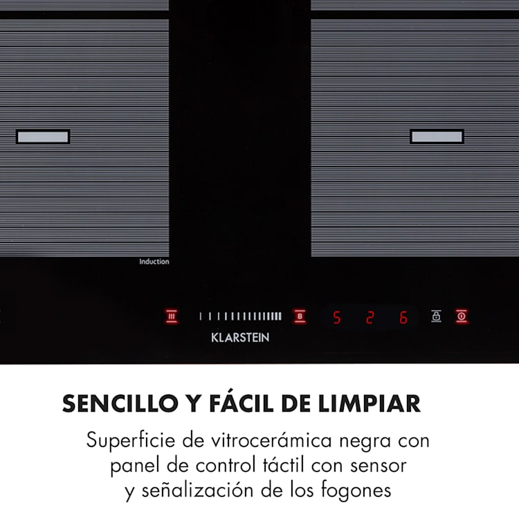 Virtuosa Flex 60 Placa de inducción 4 zonas 7200W Vitrocerámica Control parental Temporizador 4